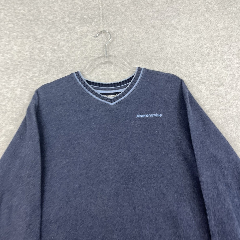 Vintage Y2K‎ Abercrombie Fitch Mens Sweater Blue Heavy Knit XL Preppy Accents